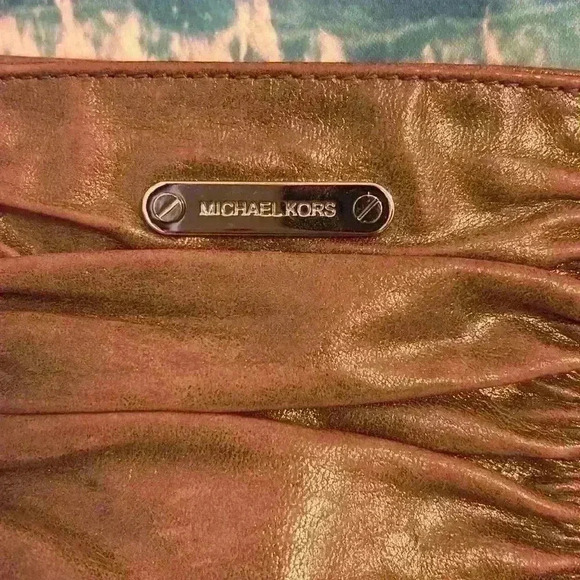 MICHAEL Michael Kors Webster Metallic Golden Crossbody Clutch - Picture 2 of 14